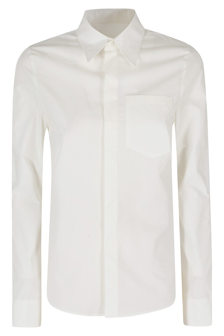 Mm6 By Maison Margiela Long-Sleeve White Shirt With Ribbed Back Detail
