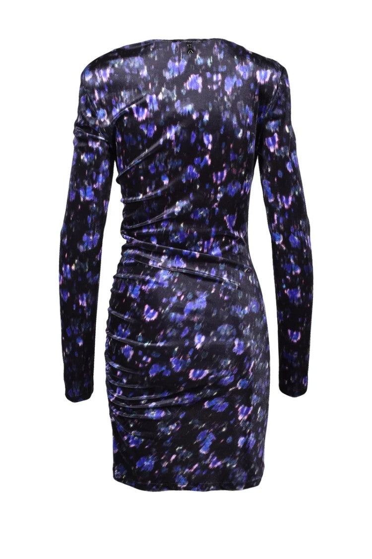 Patrizia Pepe Stretch Velvet Dress - Black/Purple