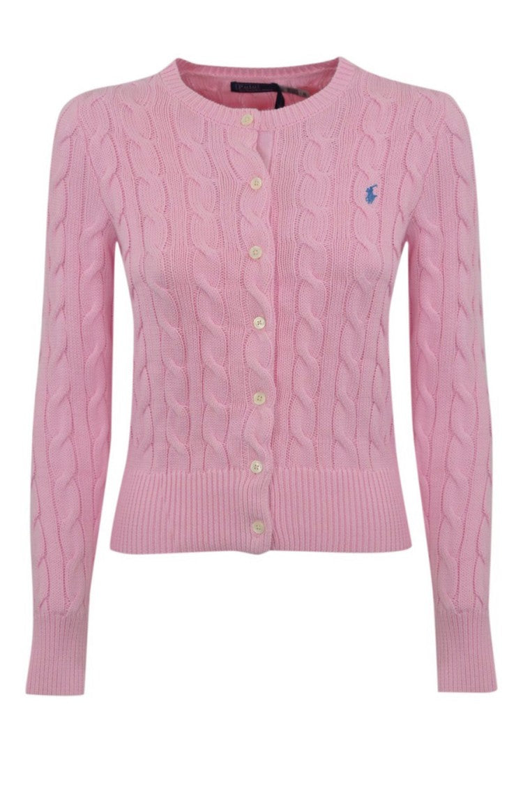 Polo Ralph Lauren Pink Cable-Knit Button-Front Cotton Cardigan