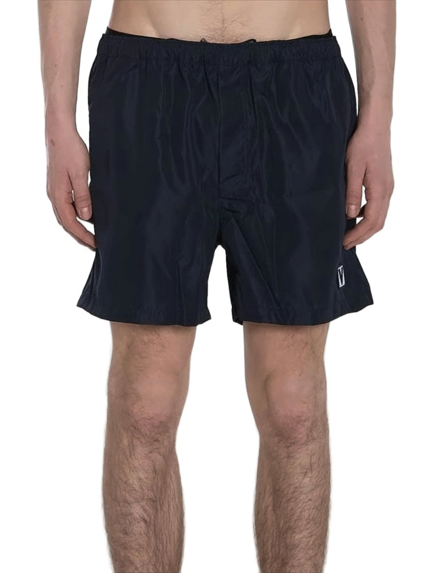 Valentino Garavani Blue Nylon Shorts With Elastic Waistband