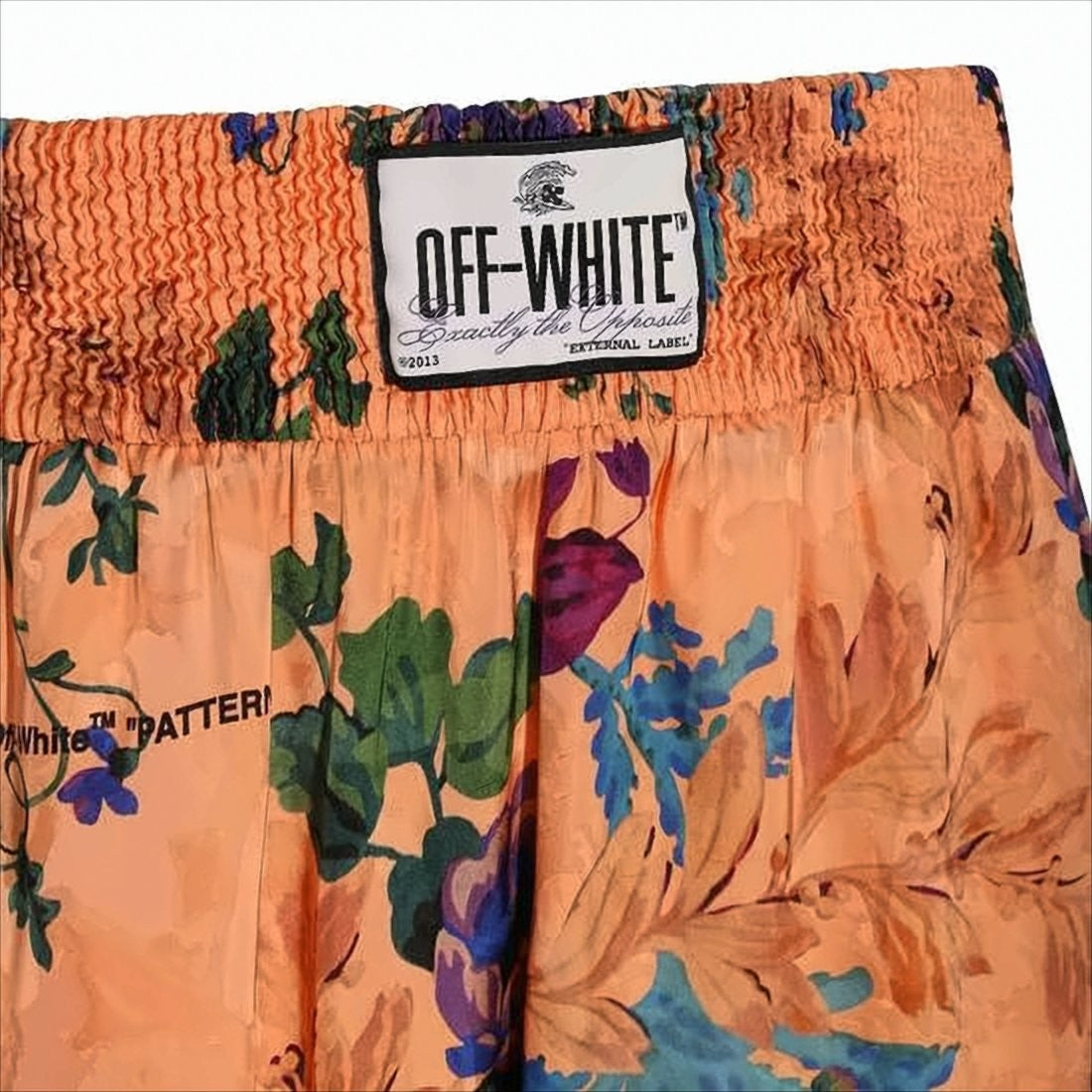 Off-White Floral Patterned Off-White Shorts With Comfortable Smocked Waistband