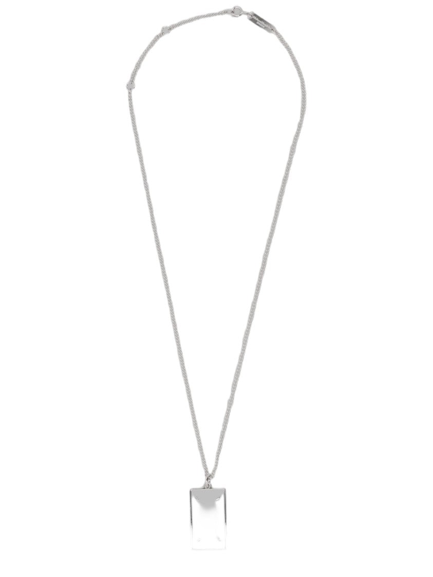 Maison Margiela Rectangular Pendant Necklace With Fine Chain And Polished Finish