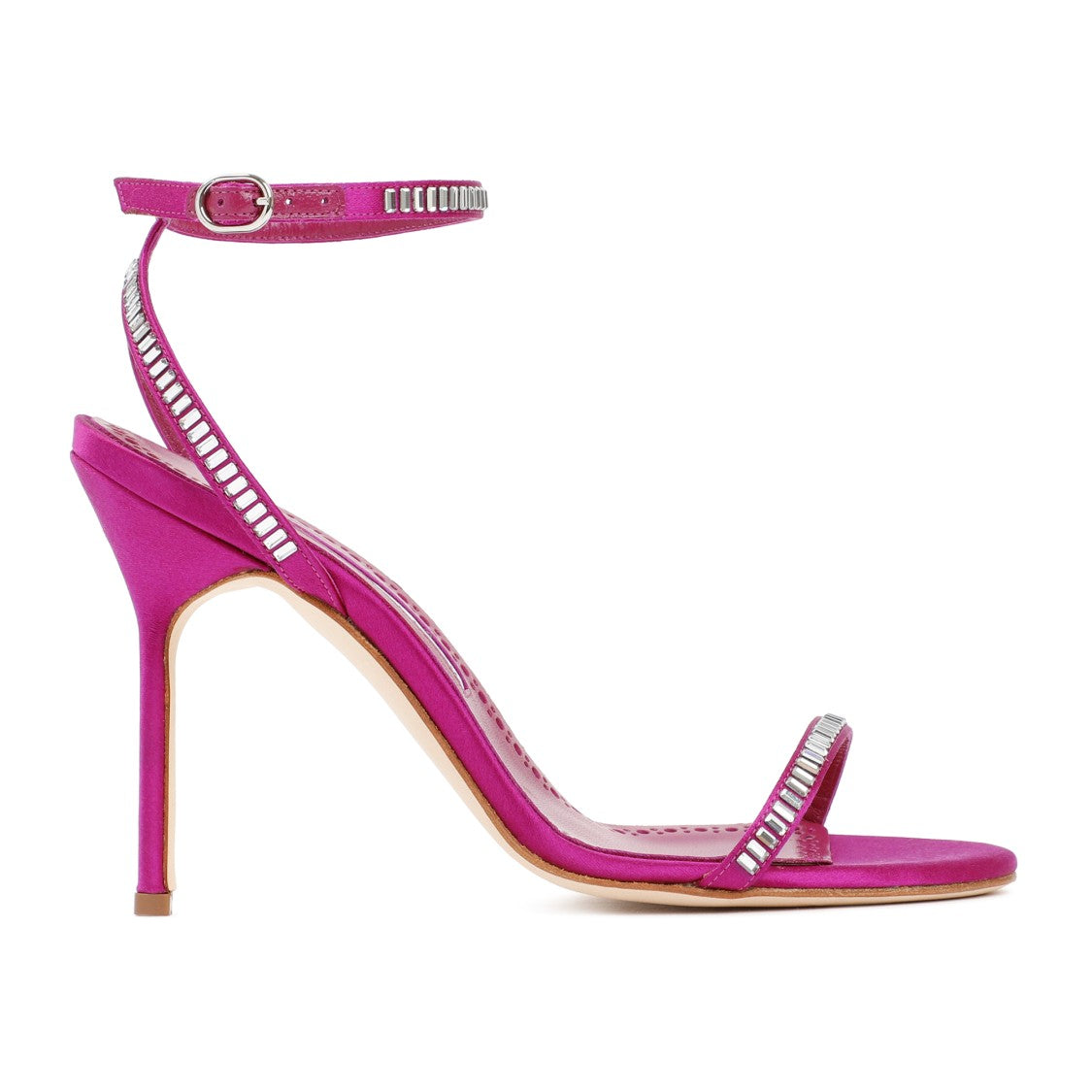 Manolo Blahnik Pink Satin Crinastra Sandal 105