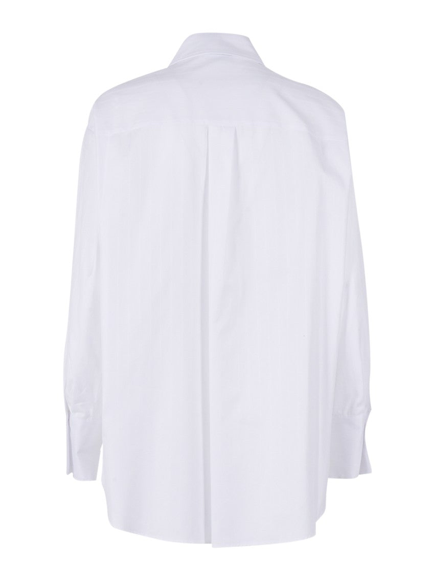 Elisabetta Franchi Button-Down White Cotton Shirt With Logo Detail