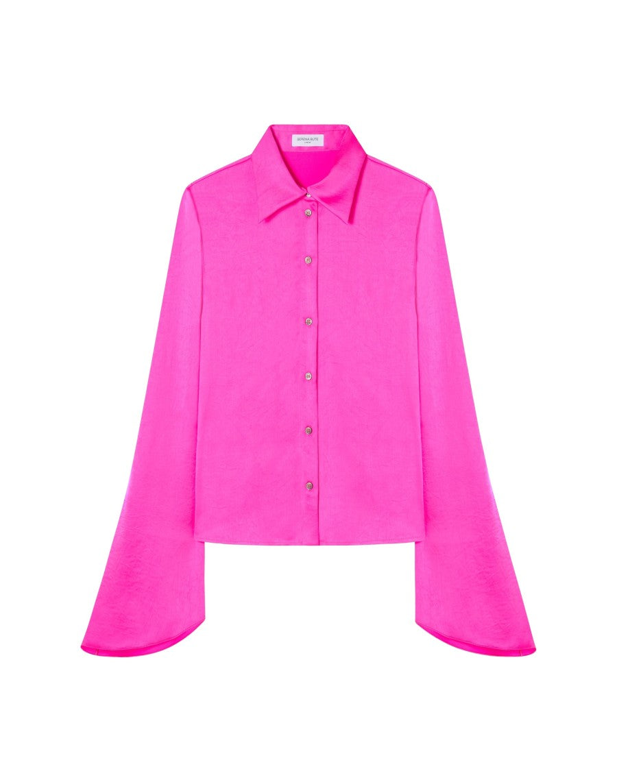 Serena Bute Flared Sleeve Shirt - Bright Pink