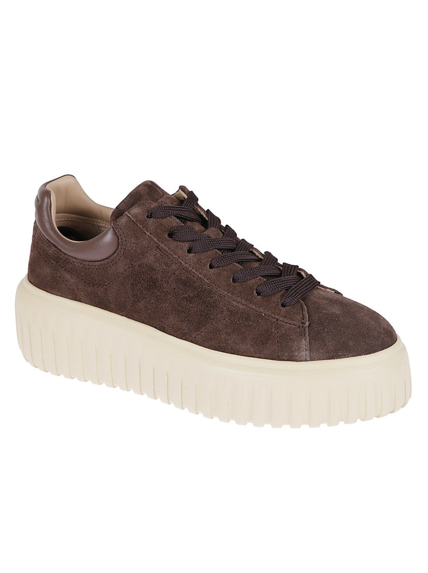 Hogan Low-Top Brown Suede Sneakers With Memory Foam Comfort