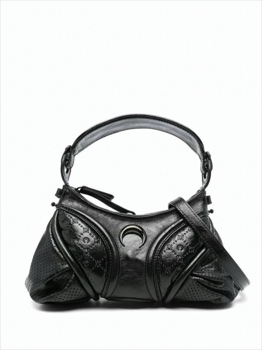 Marine Serre Structured Black Calf Leather Tote Bag