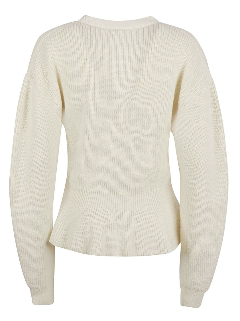 Chloé Ribbed Wool Sweater With V-Neckline