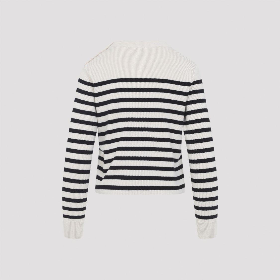 Celine Ecru And Black Striped Cashmere Pullover