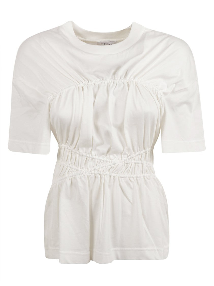 Alexander Mcqueen Relaxed-Fit White T-Shirt With Gathered Waistline