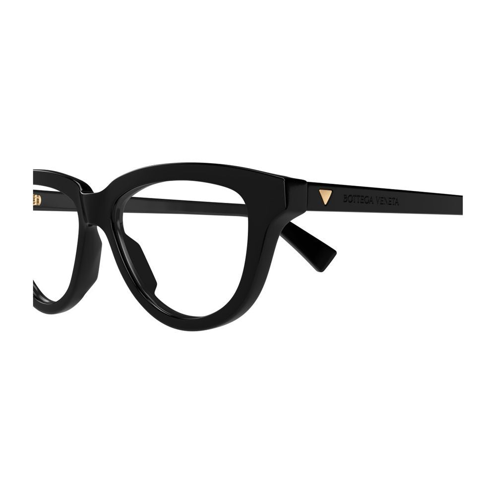 Bottega Veneta Bv1366o Triangle Line Triangle Cat-Eye Optical Glasses In Shiny Black Acetate