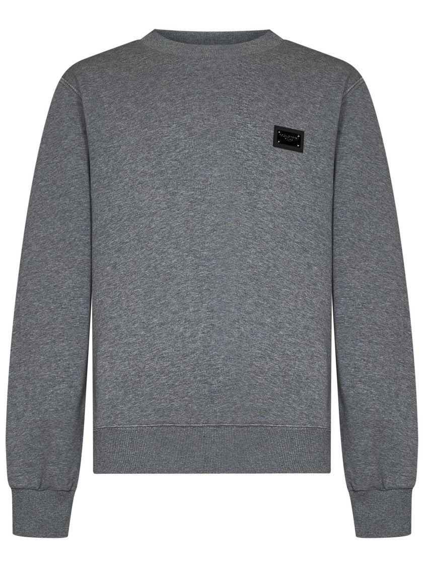 Dolce & Gabbana Cotton Sweatshirt With Logo Plate