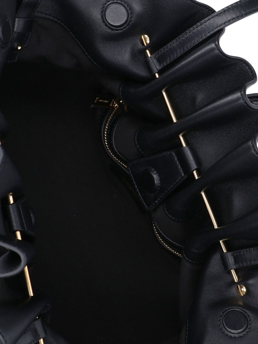 Ferragamo Black Lambskin "Piercing" Medium Shoulder Bag