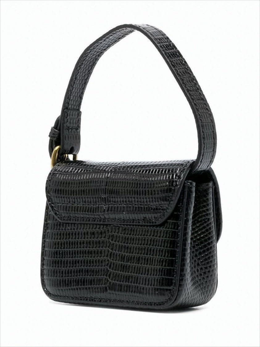 Vivienne Westwood Structured Black Tote Bag With Crocodile-Like Pattern