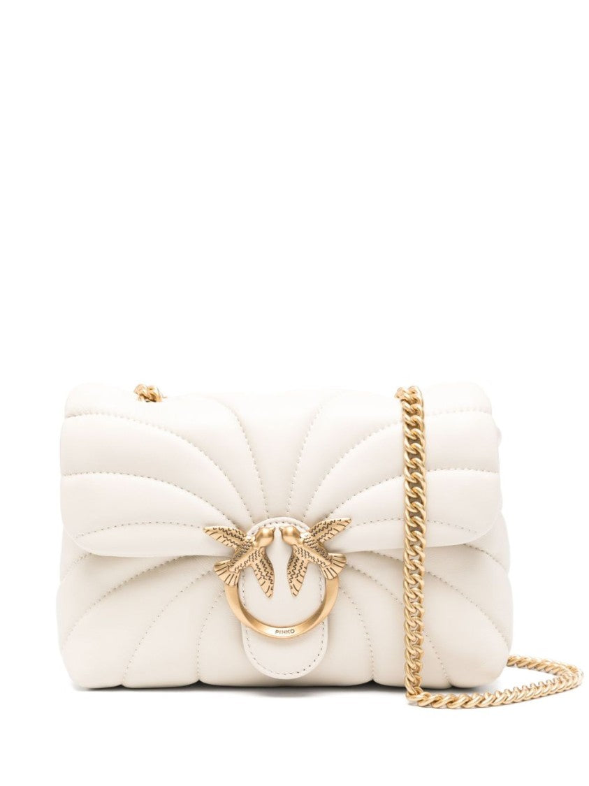 Pinko Quilted Shoulder Bag With Circular Clasp And Chain Strap
