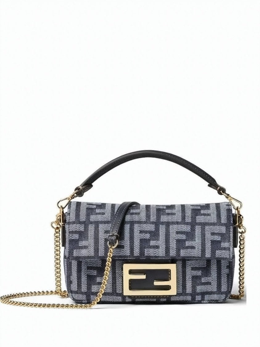 Fendi Blue Monogram Chain Strap Crossbody Bag