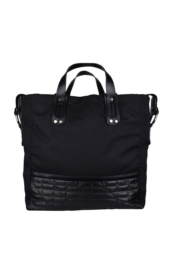 Costume National Black Nylon Tote Bag With Leather Accents