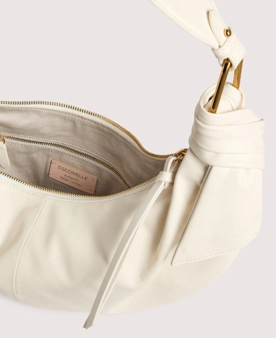 Coccinelle Crescent-Shaped Shoulder Bag With Gold Accents