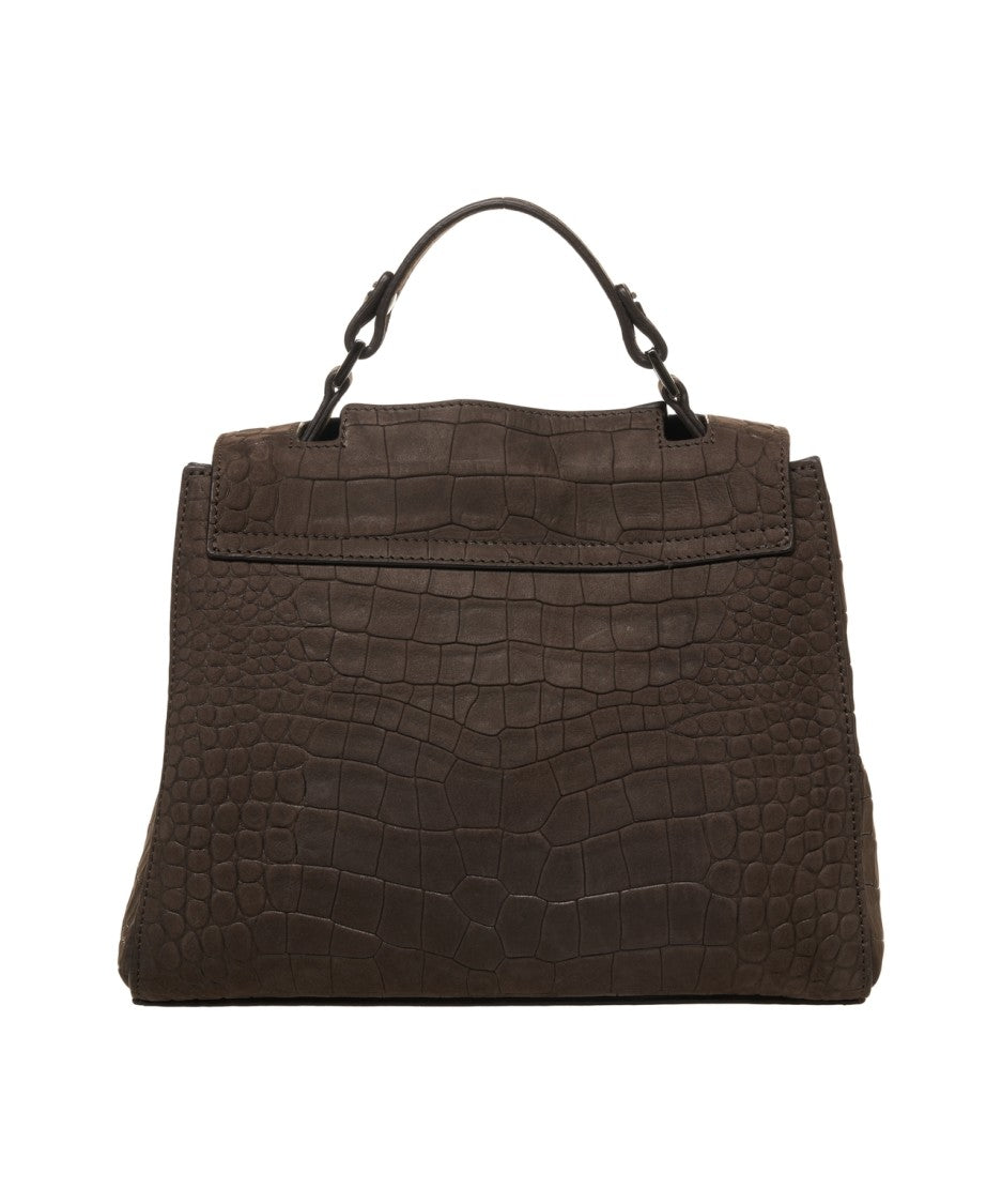 Orciani Crocodile-Effect Leather Handbag With Magnetic Closure