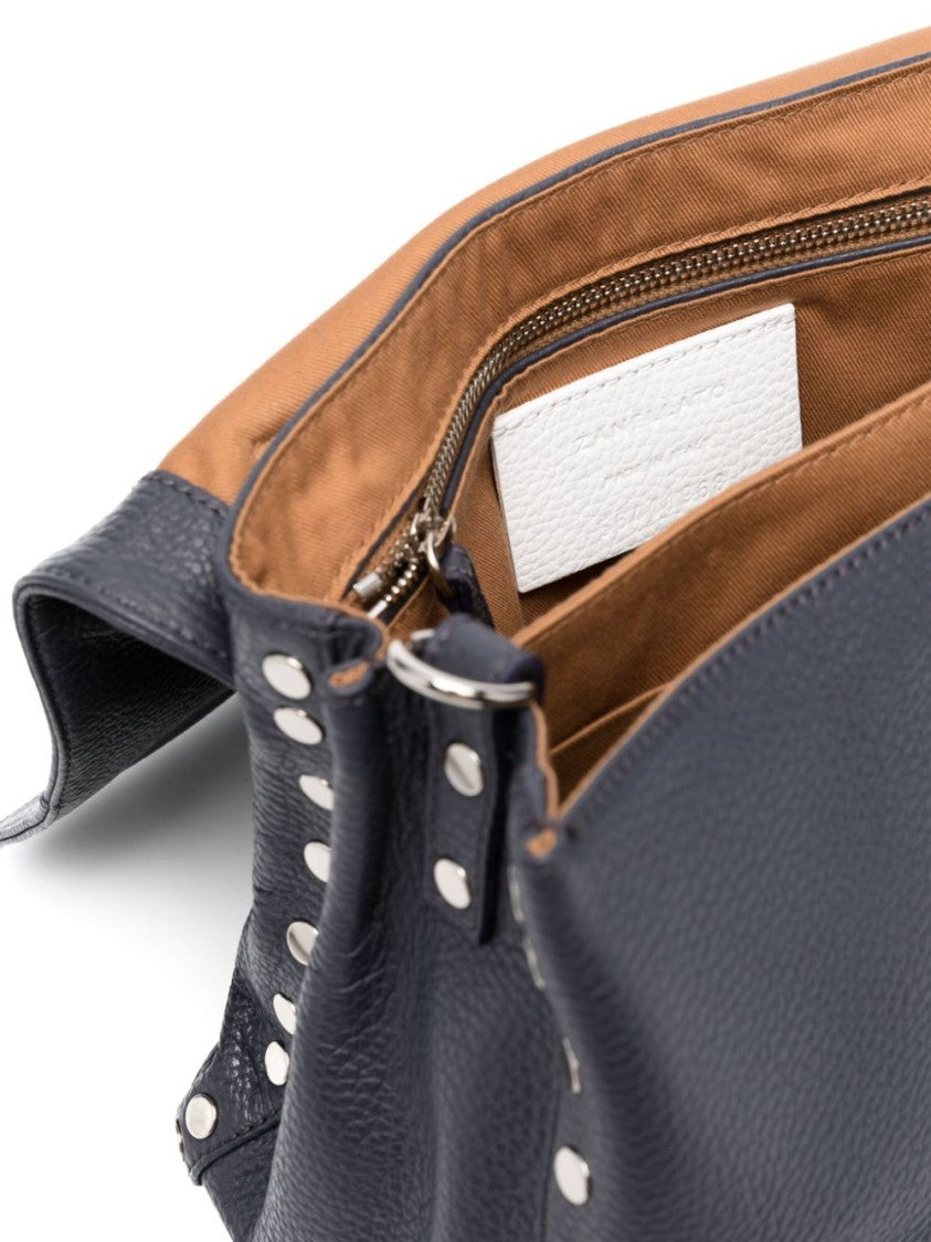 Zanellato Navy Blue Grained Texture Shoulder Bag