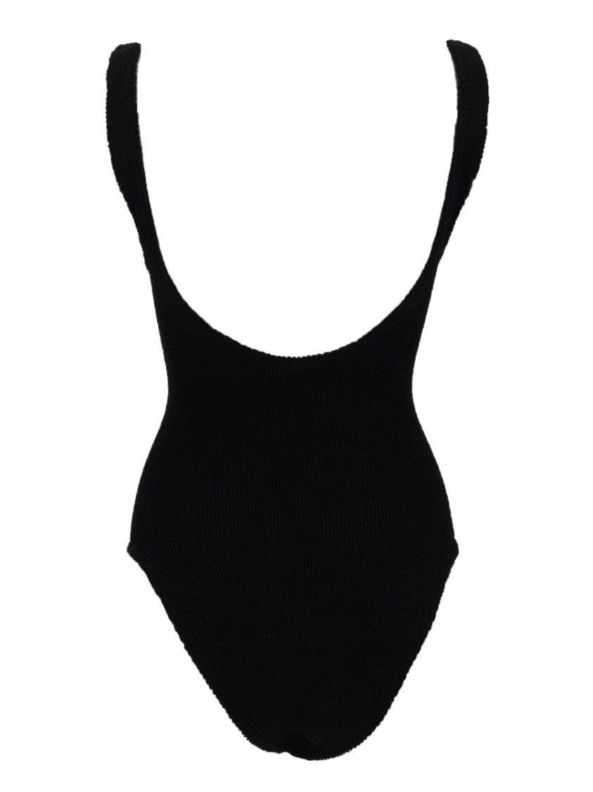 Hunza G Neutrals Celine Cutout Ribbed One-Piece Swimsuit