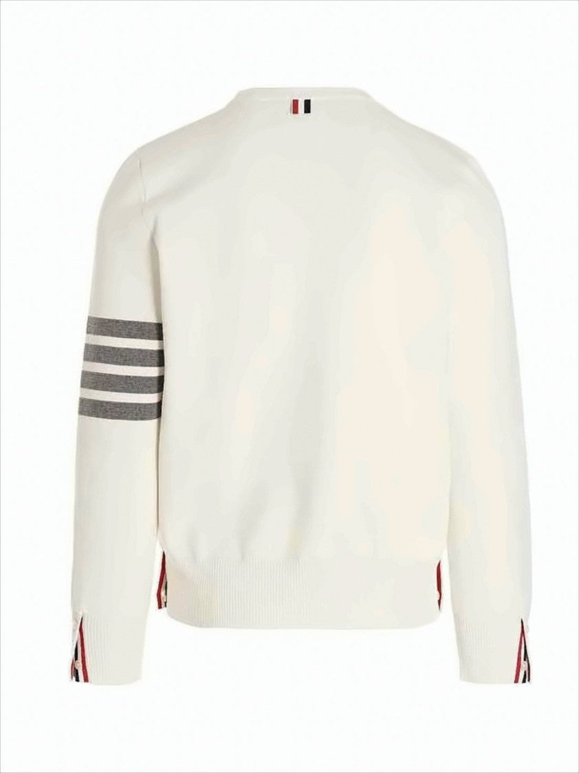 Thom Browne Classic White Cotton Knit Sweater