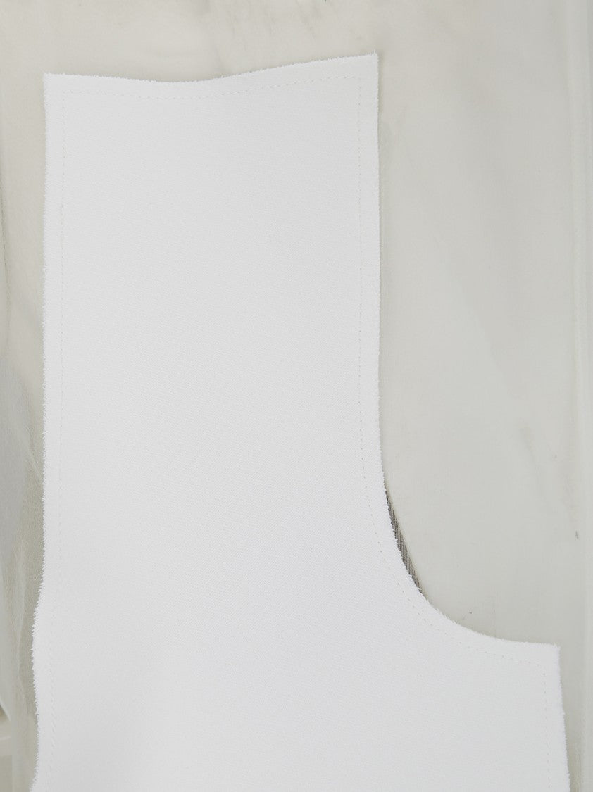 Khaite White Panel Midi Dress With Sheer Inserts