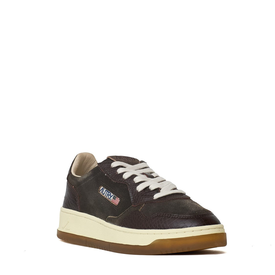 Autry Mustang Medalist Low Suede Crocodile-Print Sneakers