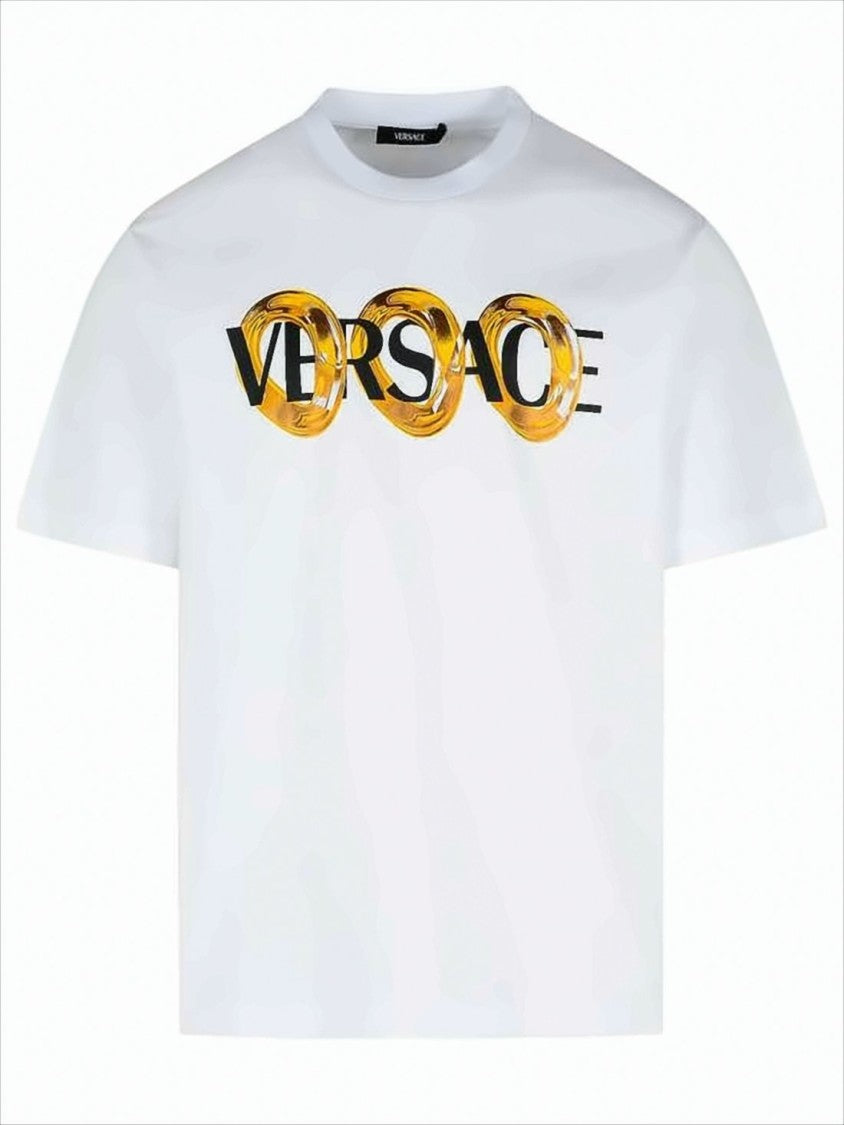 Versace Short-Sleeve T-Shirt With Bold Graphic Logo And Relaxed Fit