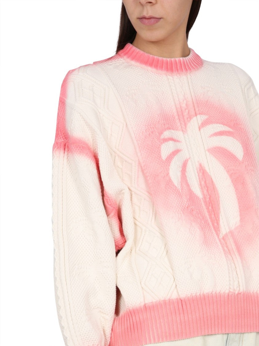 Palm Angels Patent Leather Effect Palm Sweater