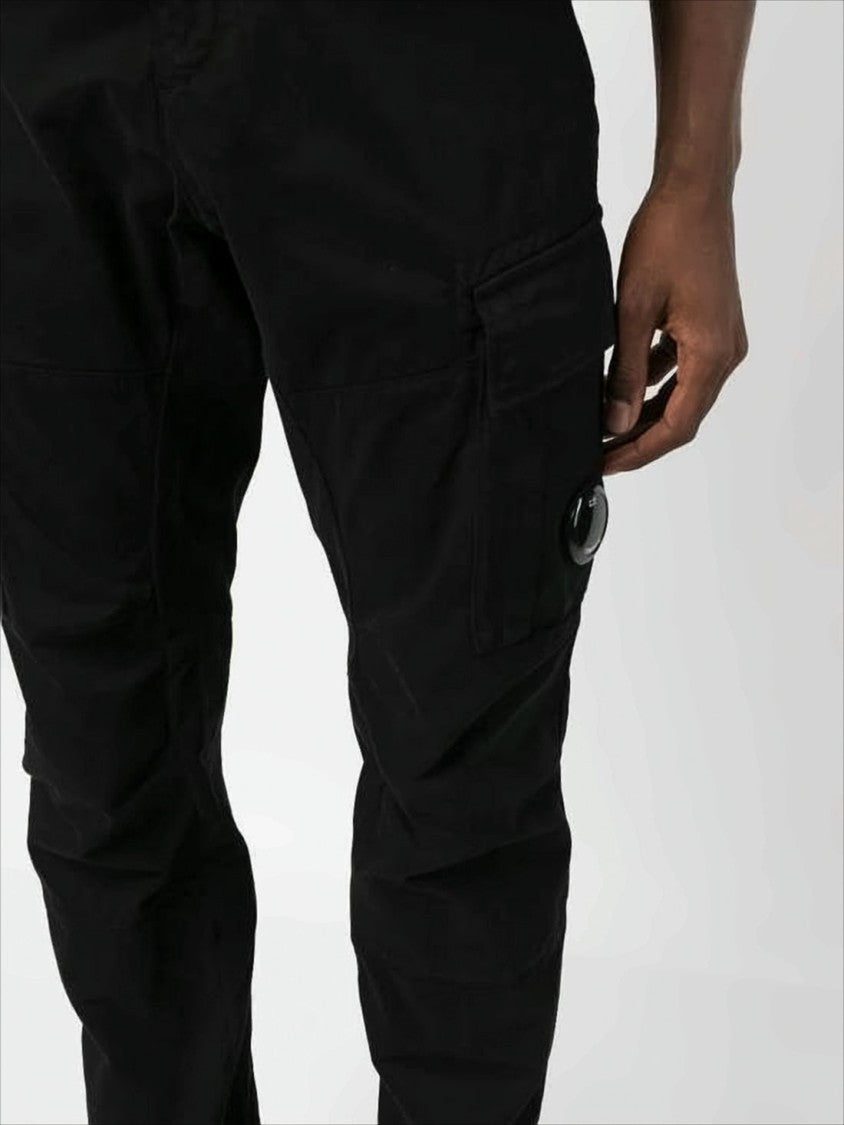 C.P. Company Streamlined Black Cargo Pants With Functional Pockets And Logo Detail