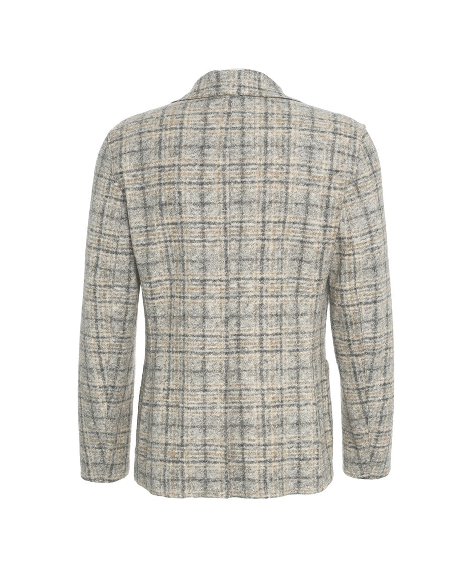 Bob Checkered Grey Wool-Blend Tailored Blazer