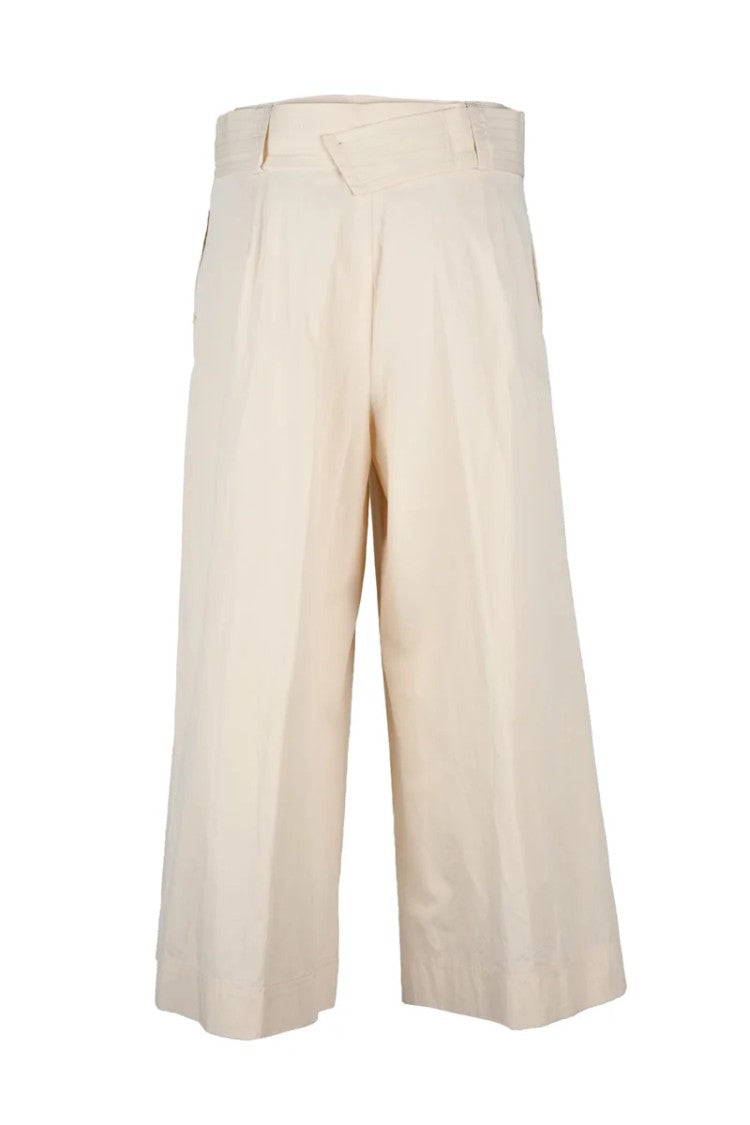 Twin-Set Cropped Wide Leg Trousers - White