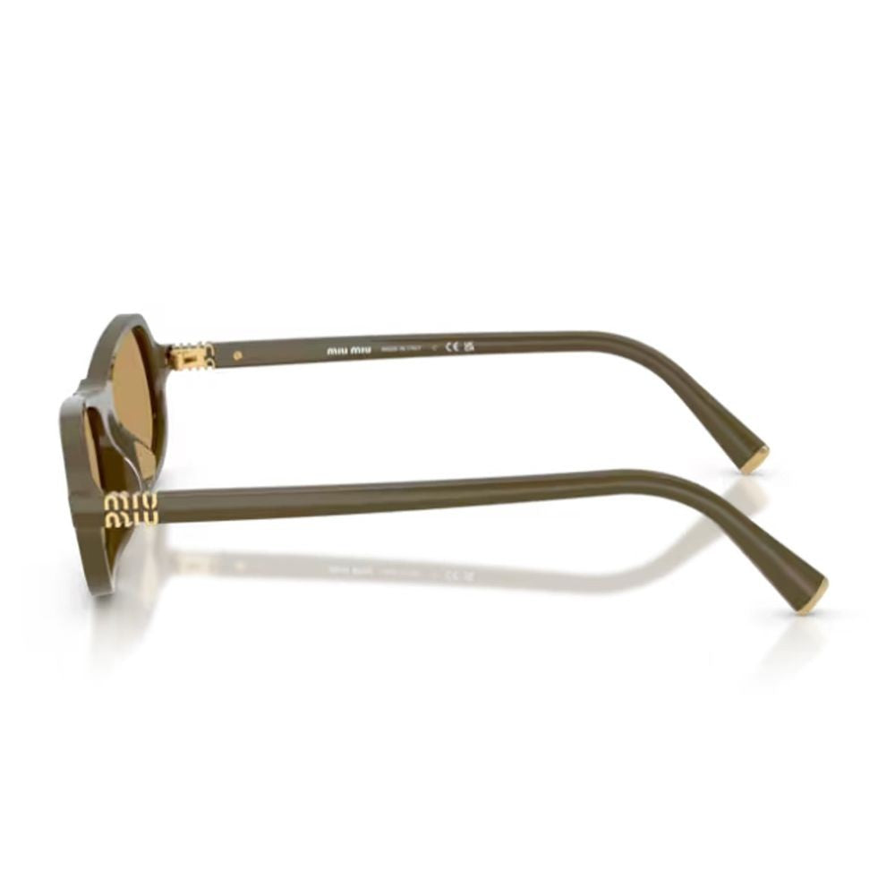 Miu Miu Sculpted Green Acetate Sunglasses With Retro Character