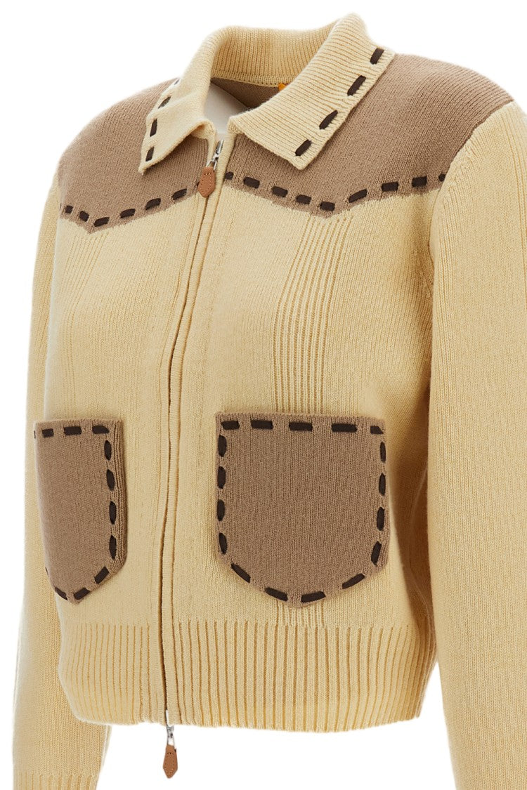 Guest In Residence Beige/Brown Saddle Up Western Yoke Cashmere Jacket