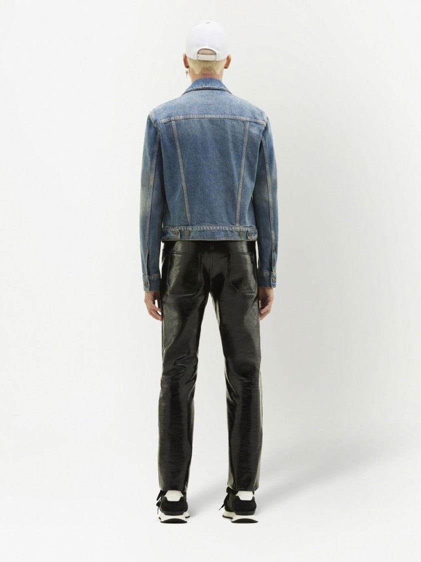 Courrèges Navy Blue Straight Leg Vinyl Trousers