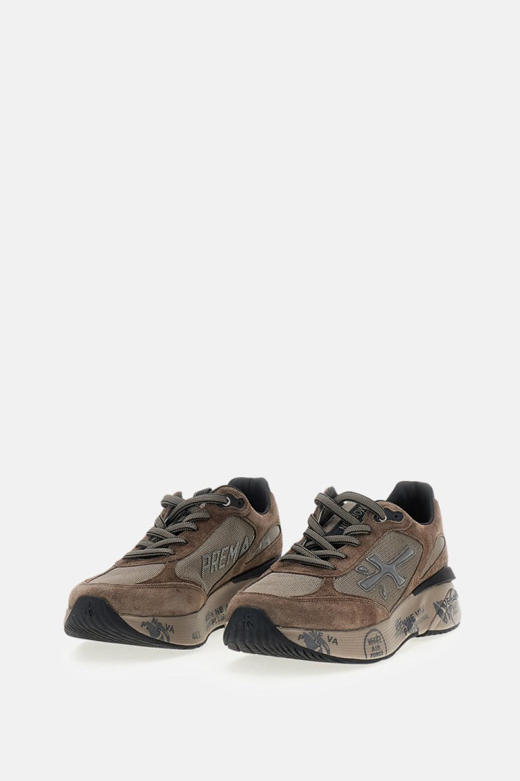 Premiata Grey Moerun Suede Technical Fabric Sneakers