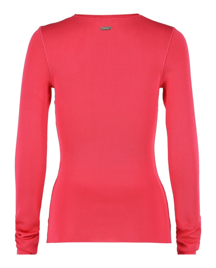 Ferragamo Fitted Long Sleeve Top With Round Neckline