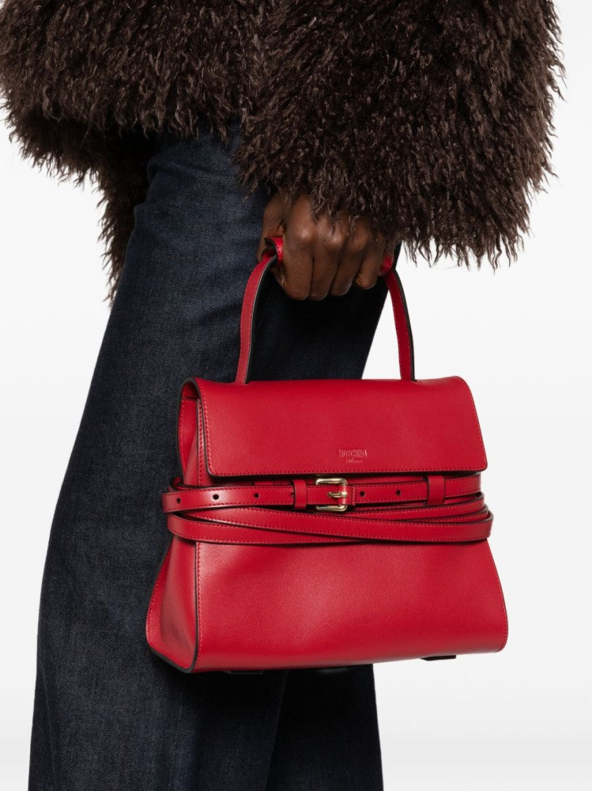 Moschino Structured Handbag With Double Wrap-Around Belt Detail