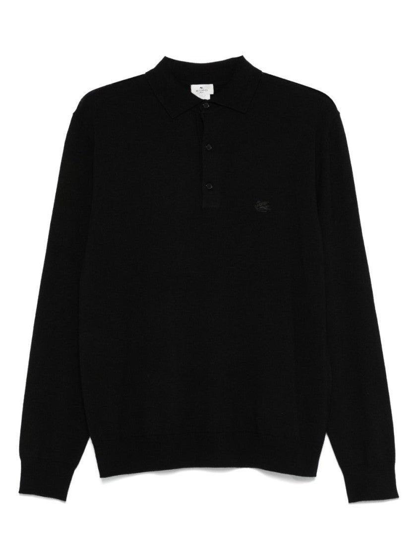 Etro Long-Sleeved Wool Knit Polo Shirt