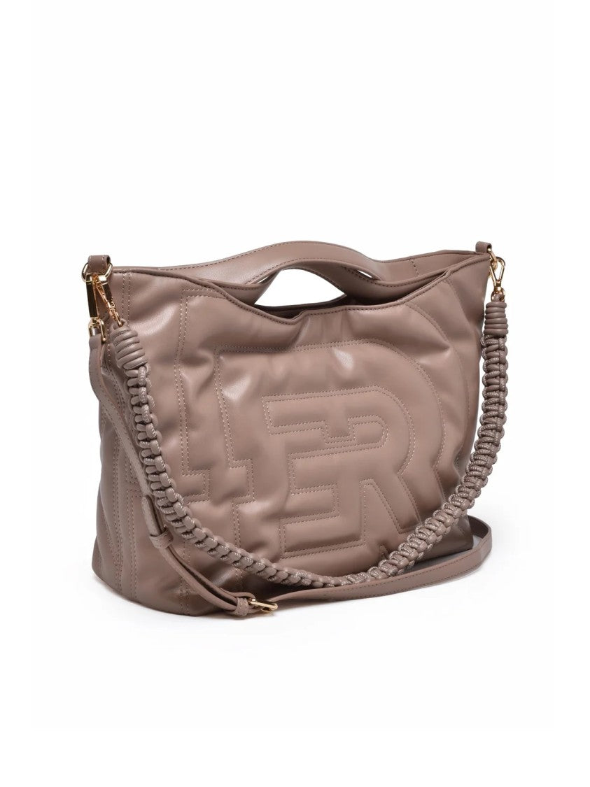 Ermanno Firenze Rachele Handbag With Quilted Embossed Design And Combination Lock