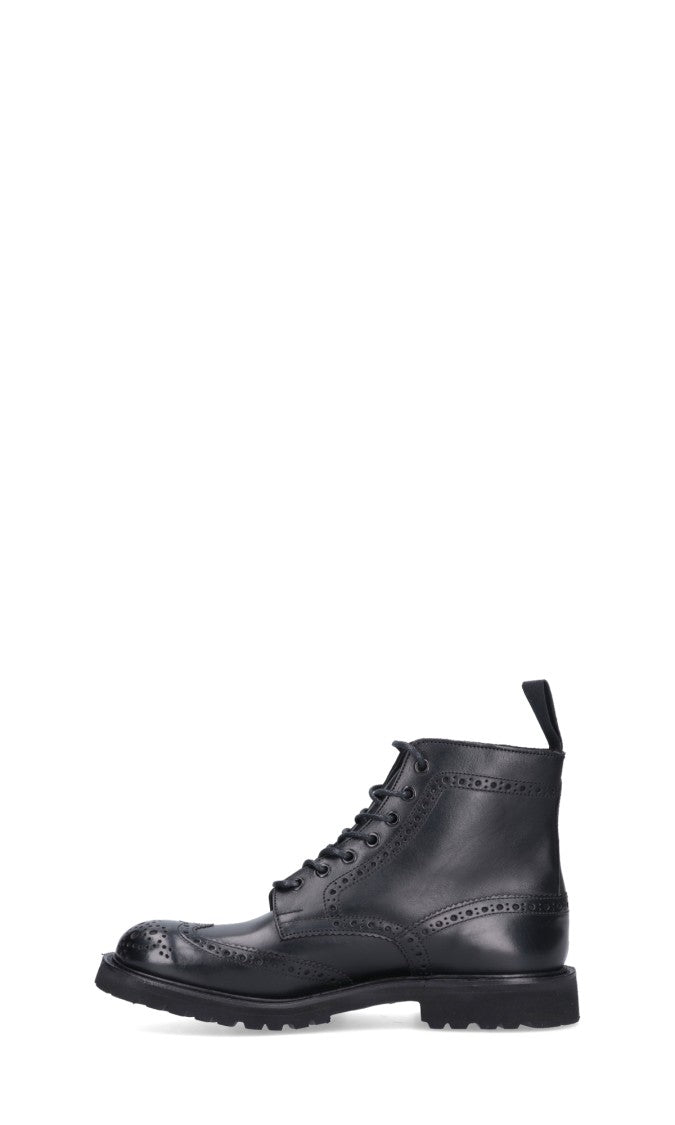 Tricker's Classic Brogue Lace-Up Black Leather Boots