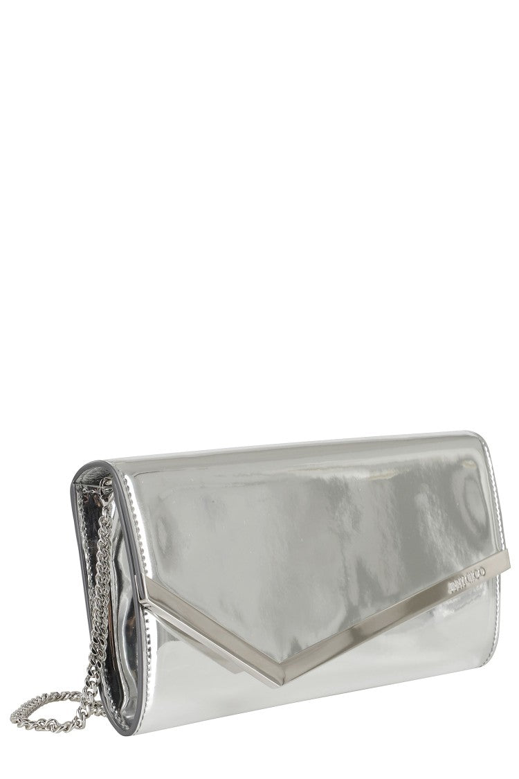Jimmy Choo Silver Emmie Patent Glitter Metallic Leather Handbag