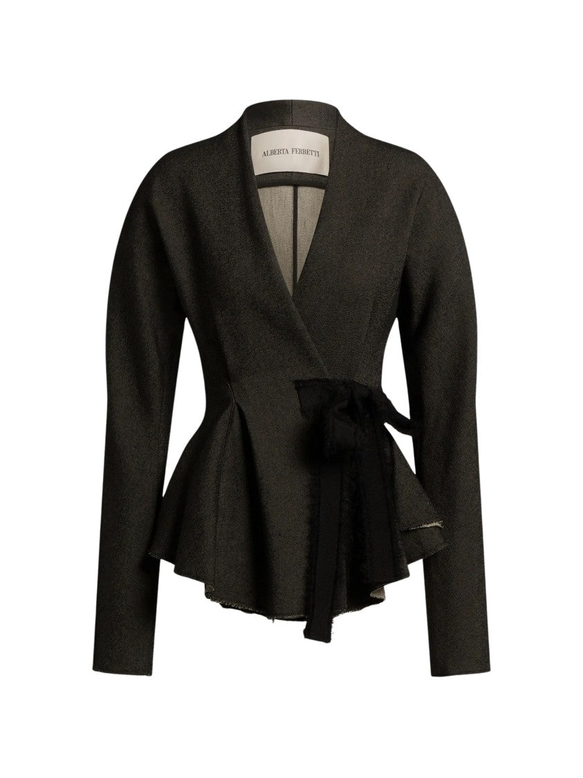 Alberta Ferretti Fitted Stretch Viscose Jacket With Mohair Ribbon Detail