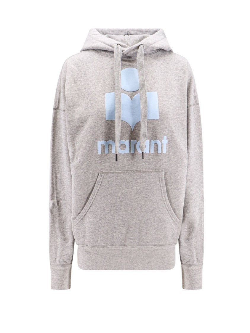 Isabel Marant Heathered Fabric Hoodie With Graphic Logo Detail