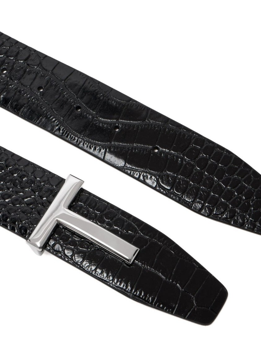 Tom Ford Textured Black Vitello Leather Belt
