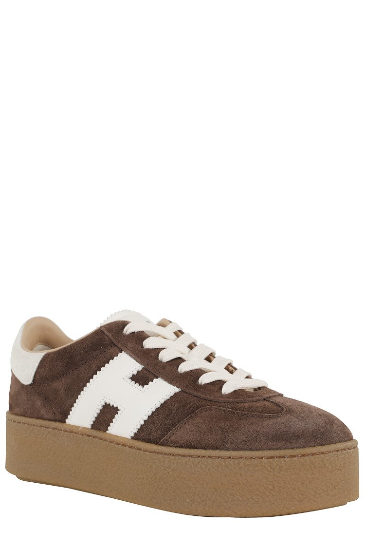 Hogan Bespoke Brown Suede Sneakers With Leather Logo