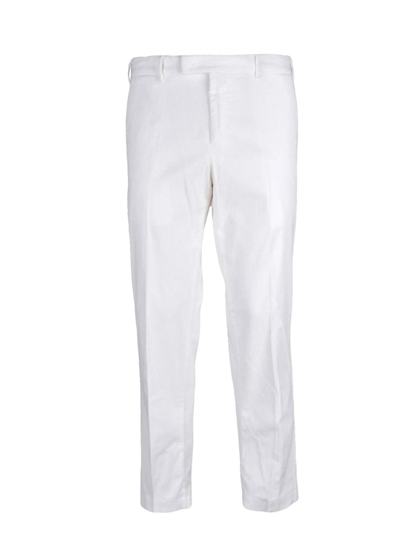 Pt Torino White Stretch Cotton-Blend Formal Pants