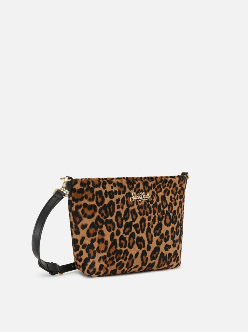 Mc2 Saint Barth Leopard Print Handbag With Gold Hardware