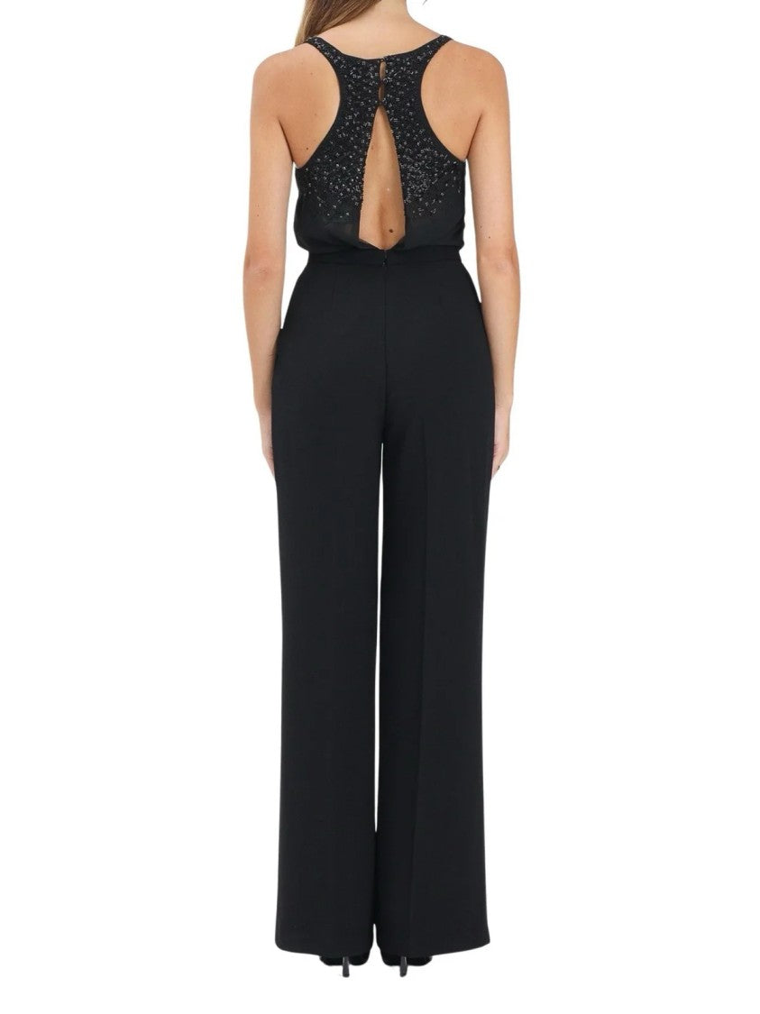 Red Carpet E. Franchi Black Polyester Pleated Jumpsuit